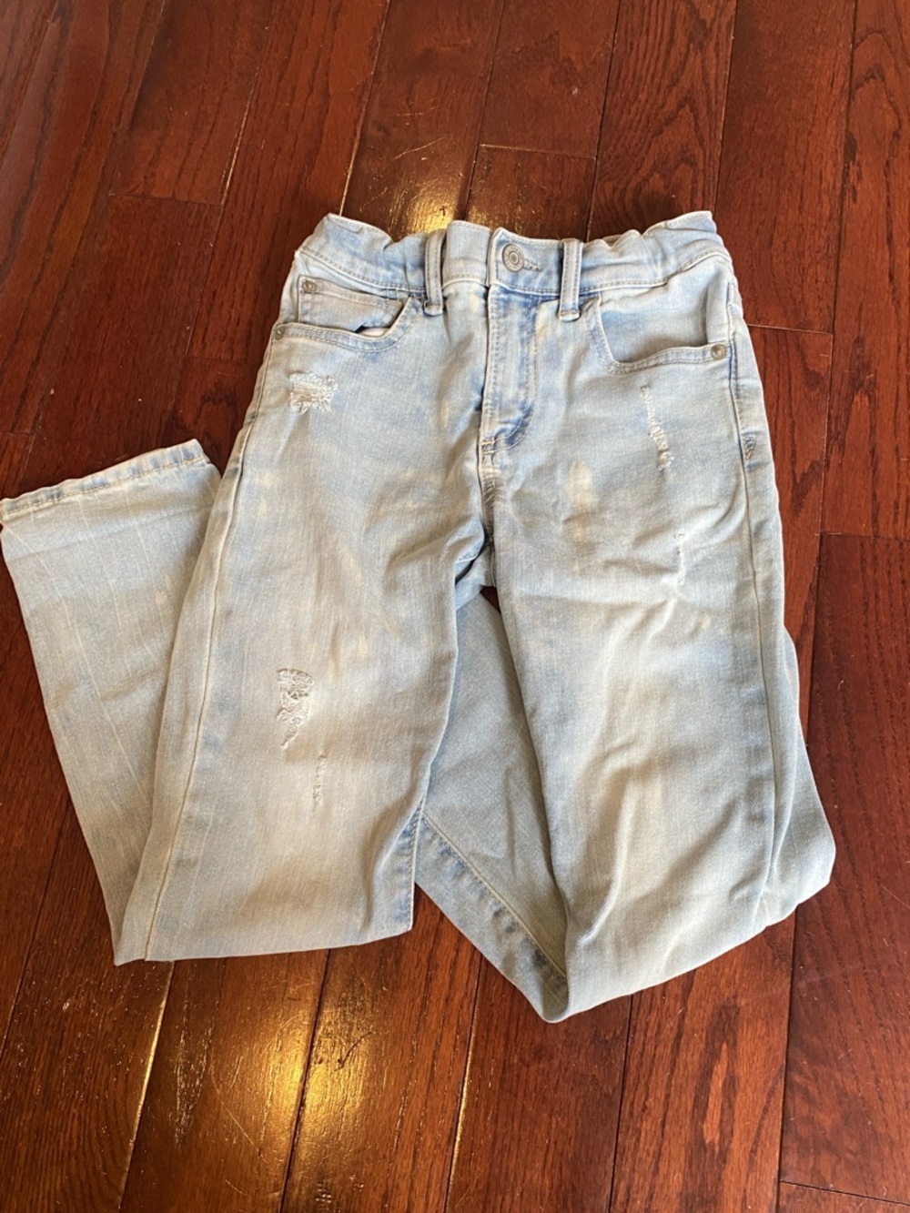 GAP Light Blue Stretch Slim Denim Jeans Kids 8 with fashion distress